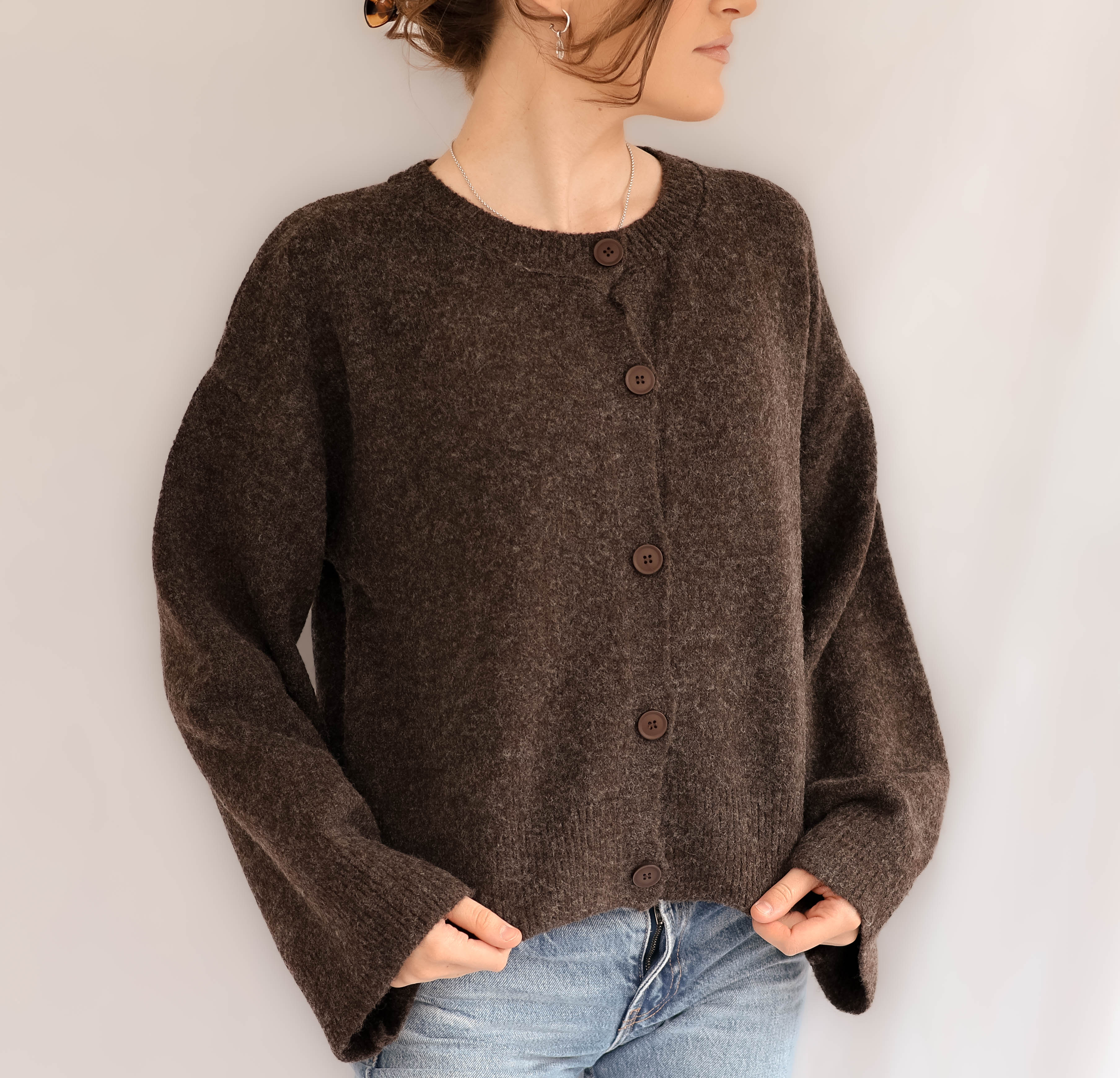 トップス ENNOY BUTTON CARDIGAN BROWN ENNOY BUTTON CARDIGAN BROWN