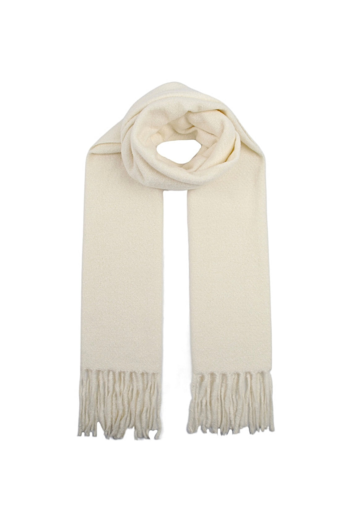 Cream Soft Tassel Scarf
