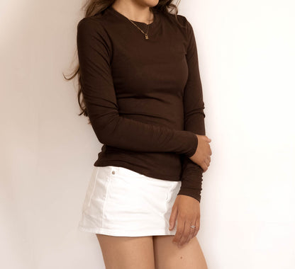 Brown Long Sleeved Stretch Top