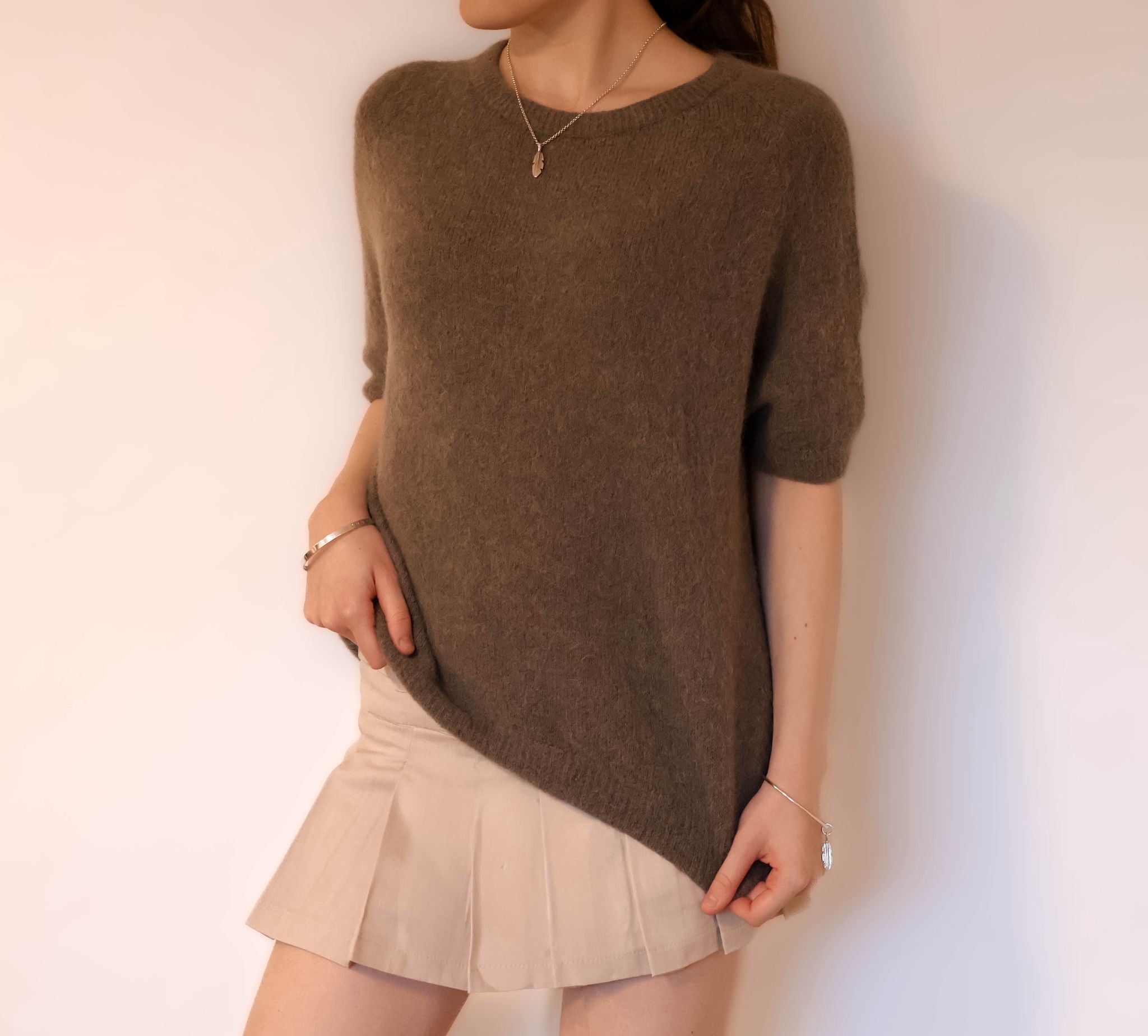 Mocha Short Sleeve Knit Jumper