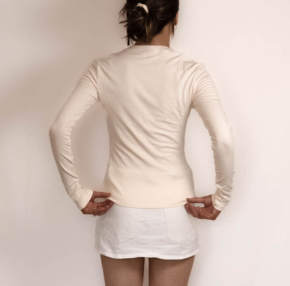Cream Long Sleeved Stretch Top