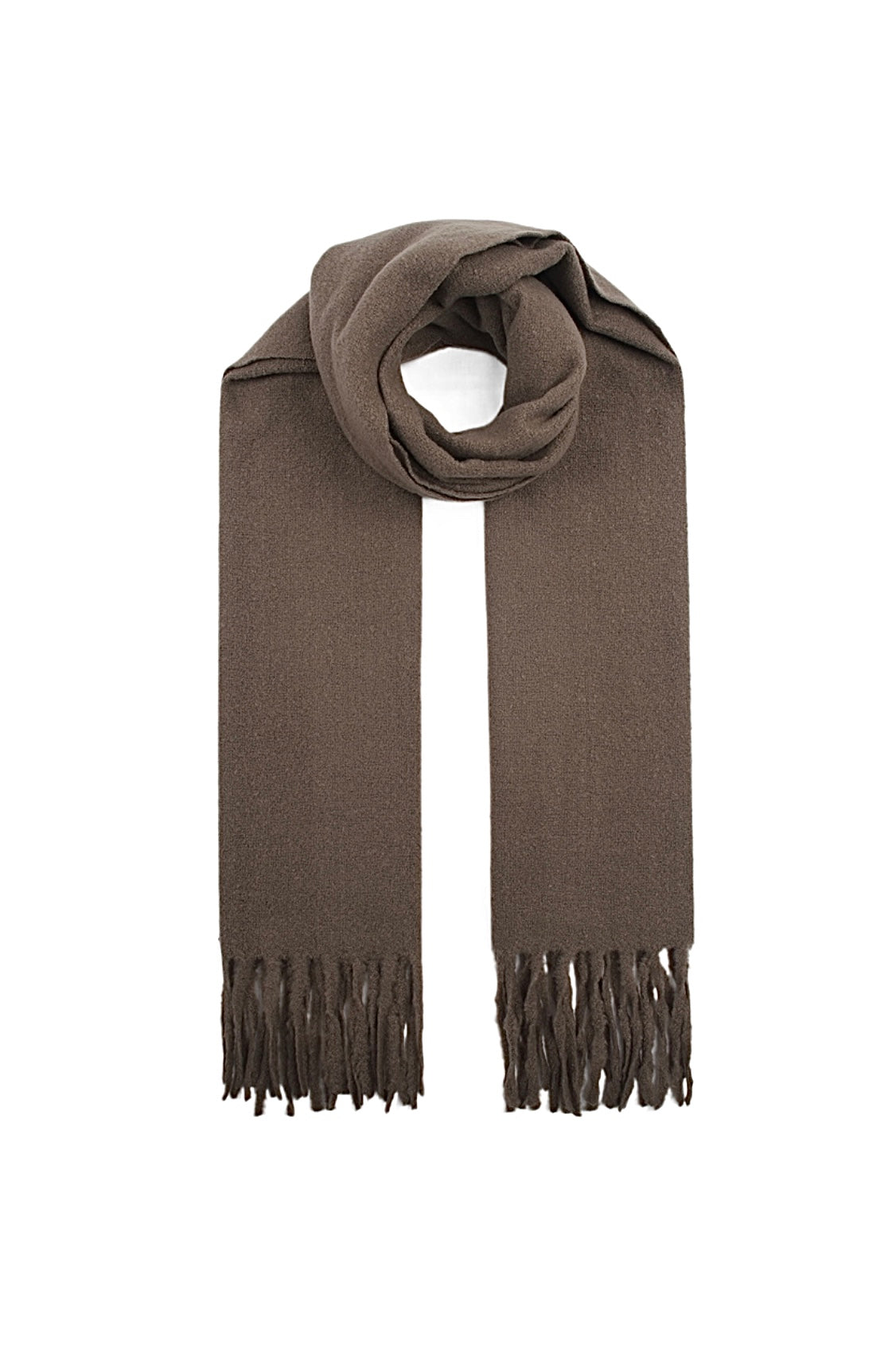 Mocha Soft Tassel Scarf