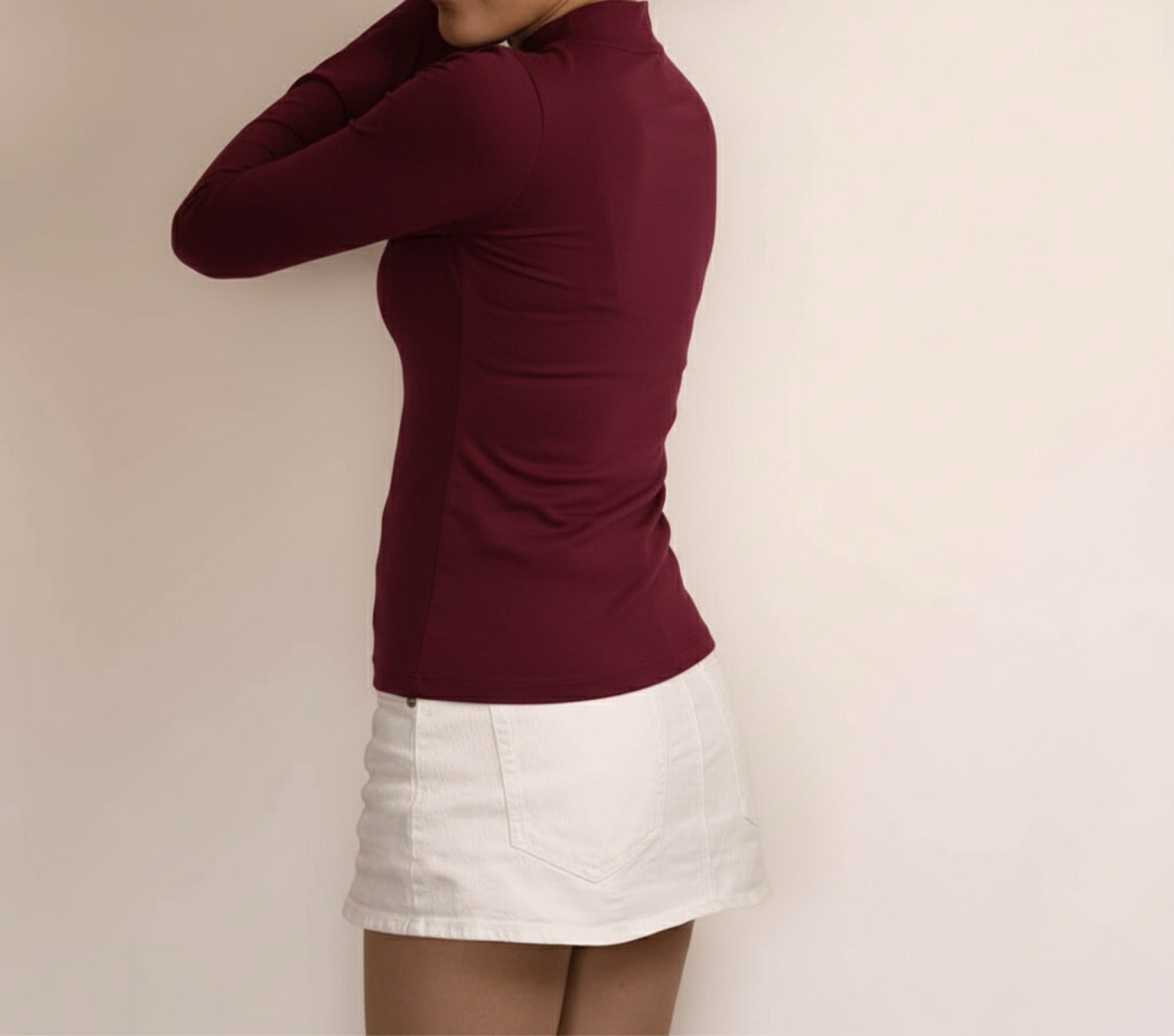 Burgundy Long Sleeved Stretch Top