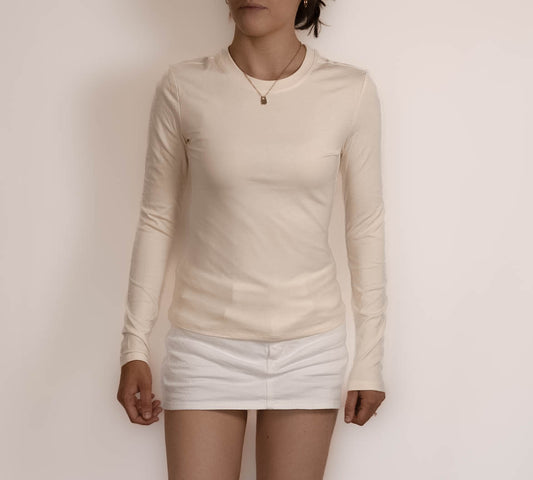 Cream Long Sleeved Stretch Top