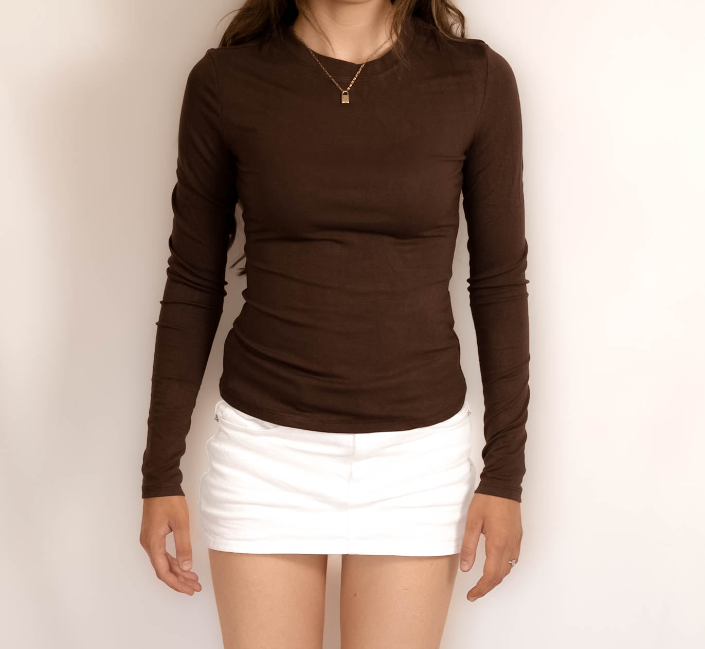 Brown Long Sleeved Stretch Top