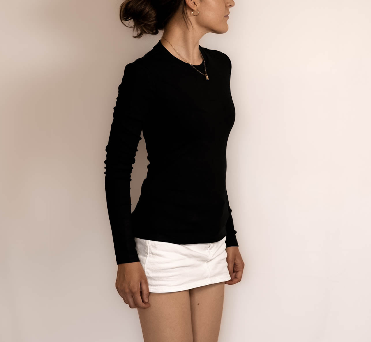 Black Long Sleeved Stretch Top