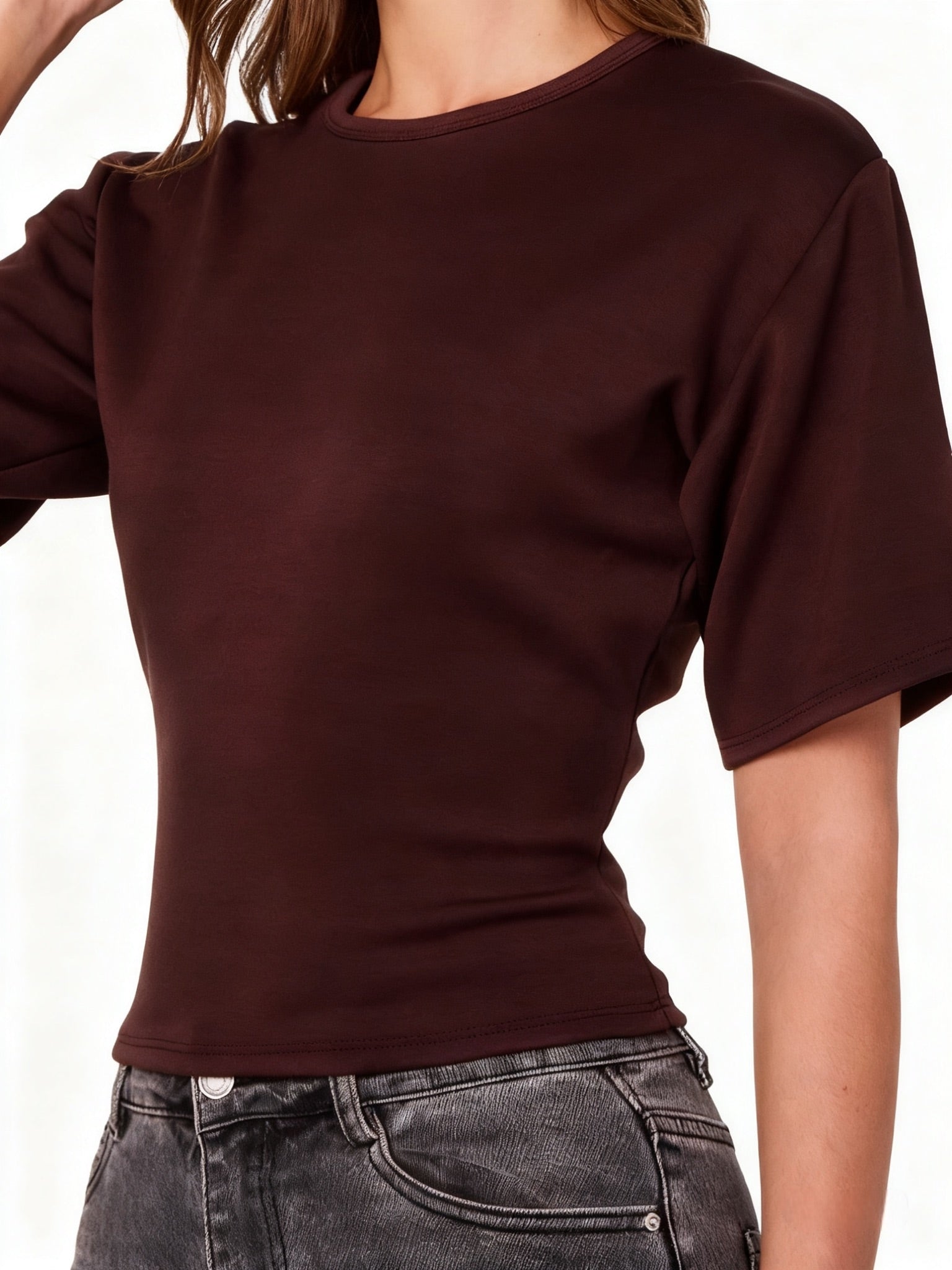 Brown Cinched Waist T-Shirt