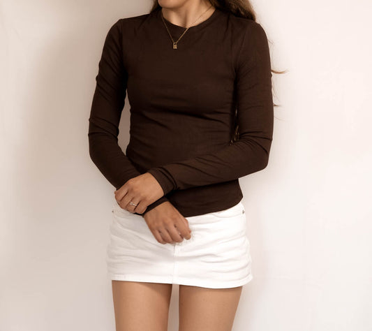 Brown Long Sleeved Stretch Top