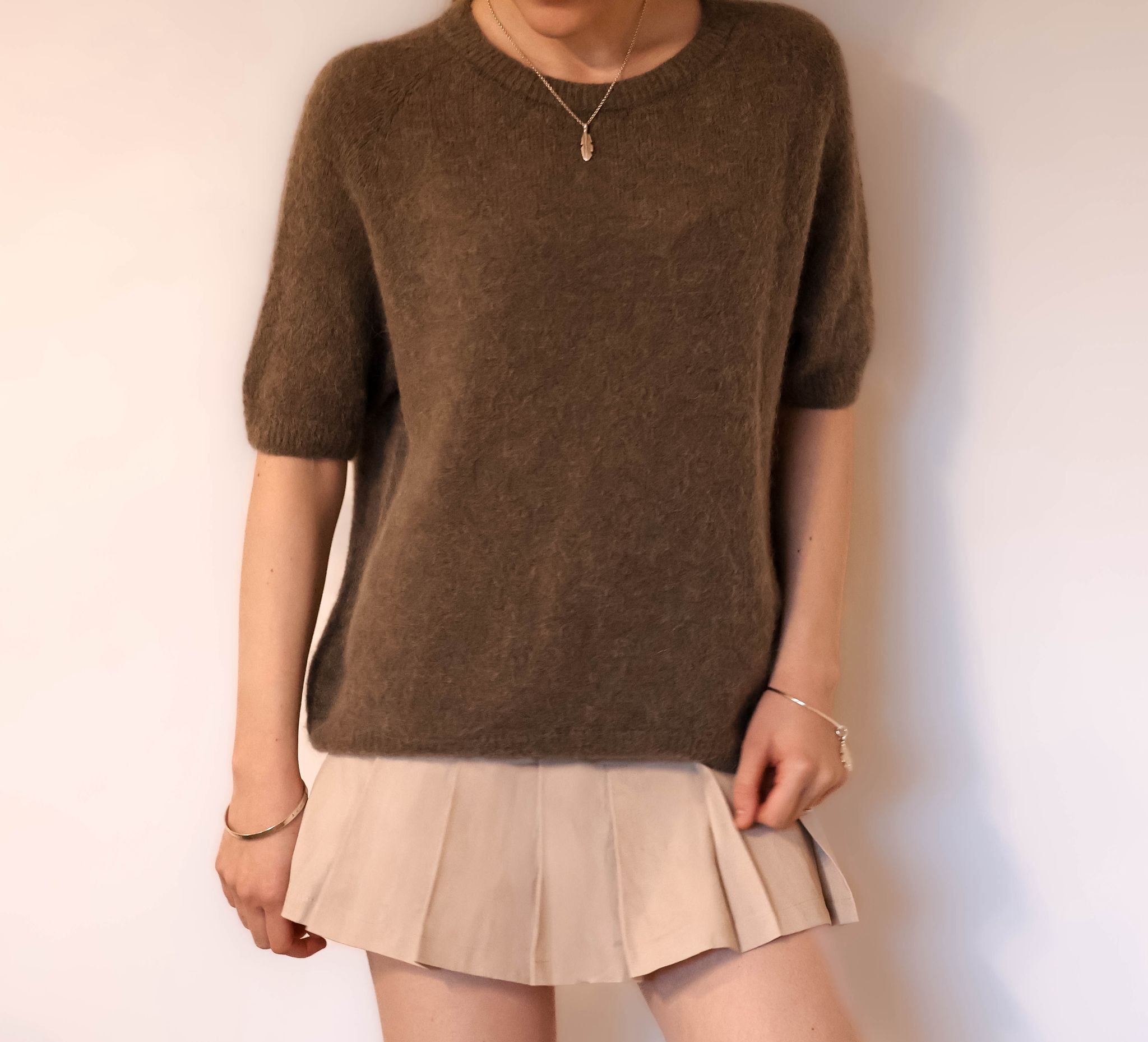 Mocha Short Sleeve Knit Jumper