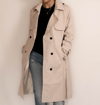 Beige Premium Belted Trench Coat