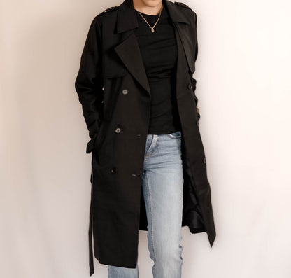 Black Premium Belted Trench Coat