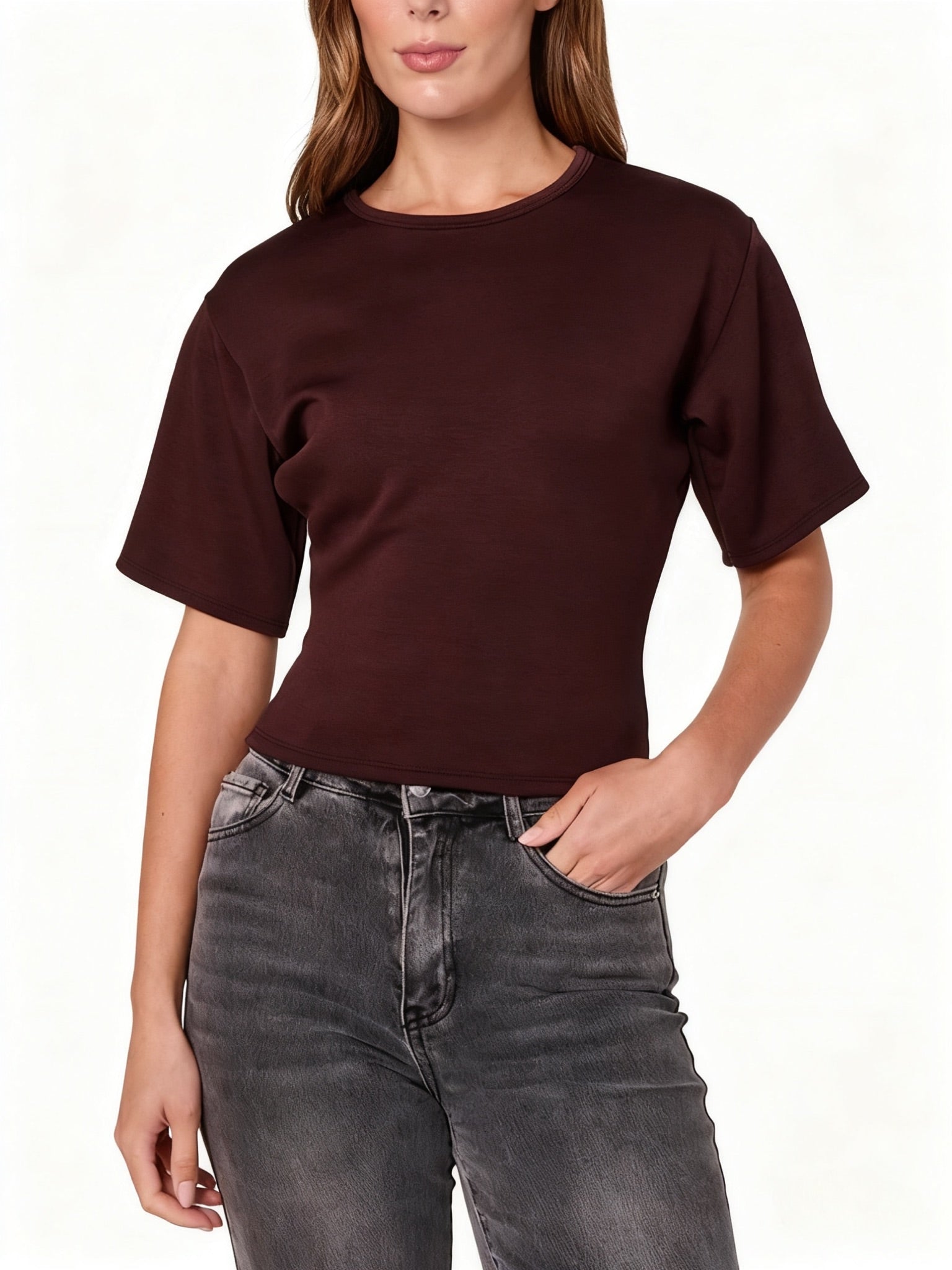 Brown Cinched Waist T-Shirt