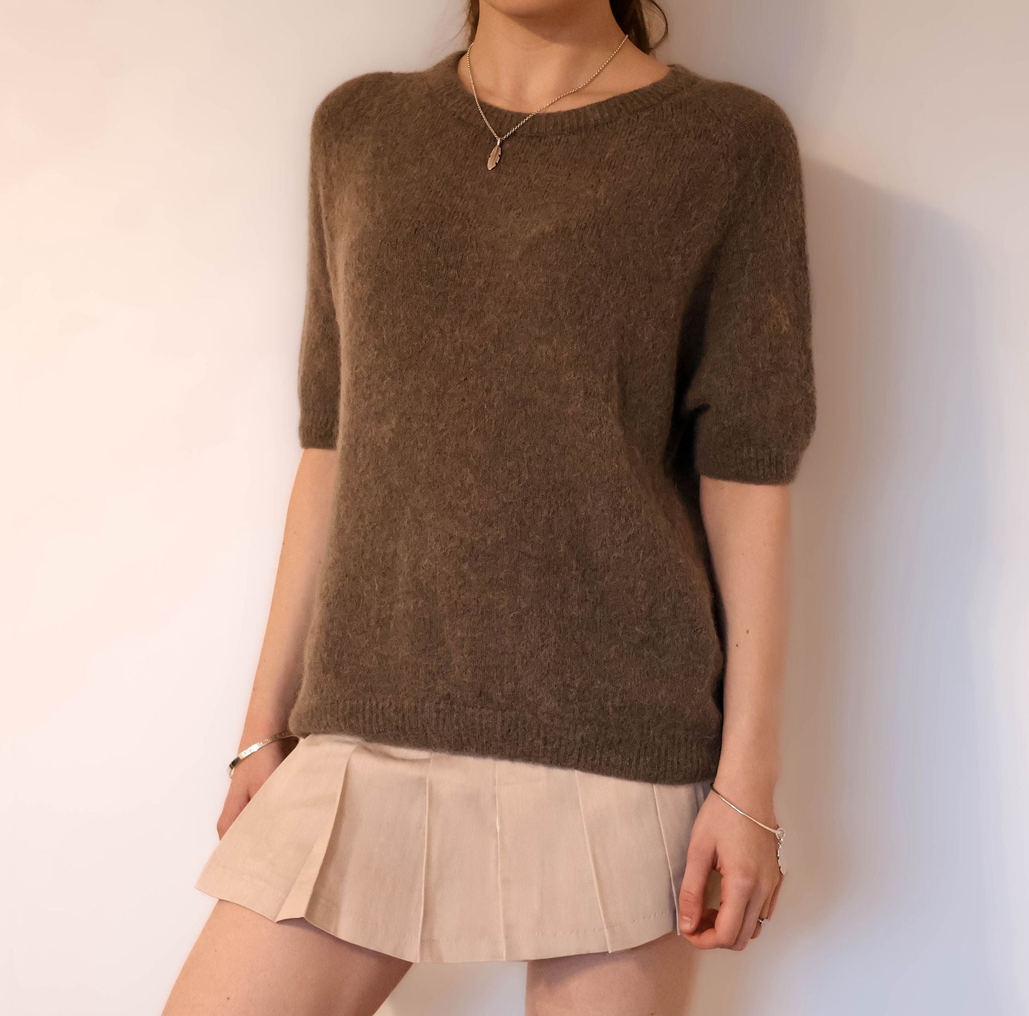 Mocha Short Sleeve Knit Jumper