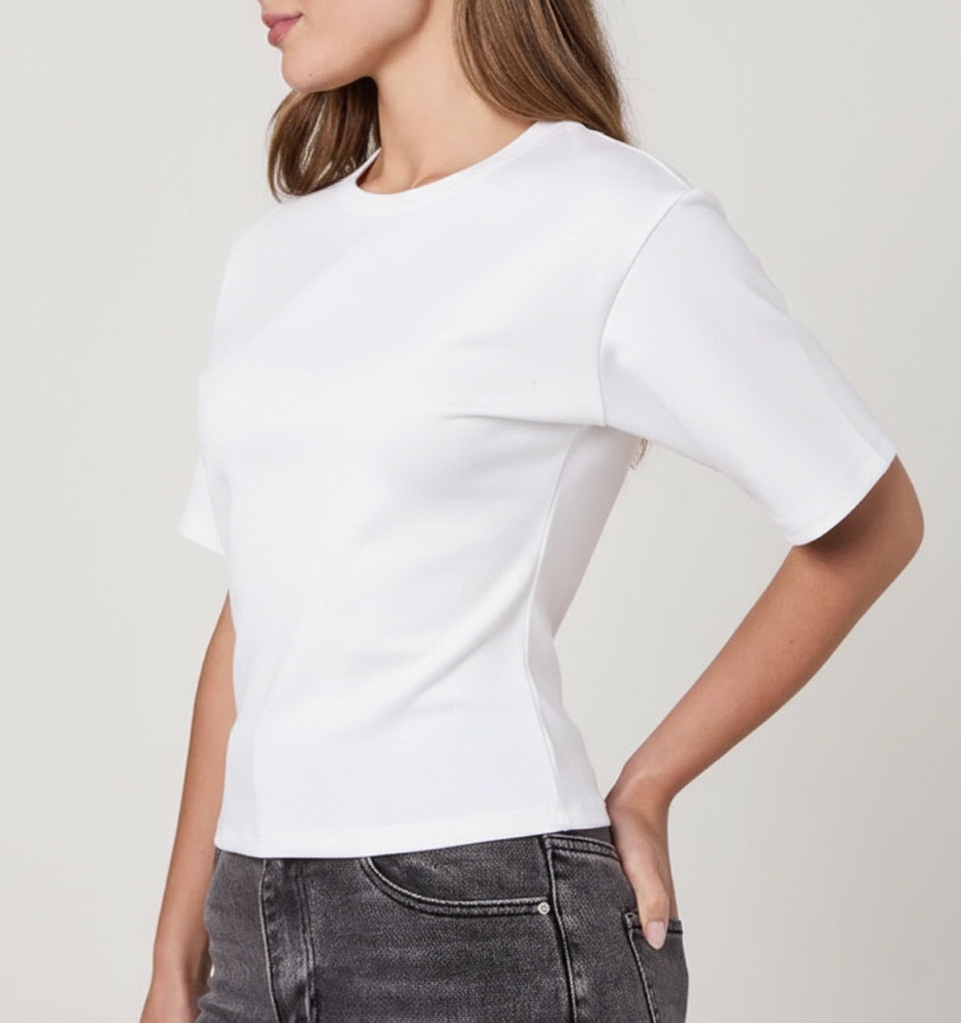 White Cinched Waist T-Shirt