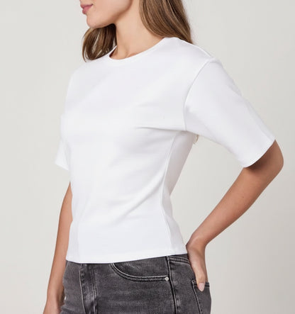 White Cinched Waist T-Shirt