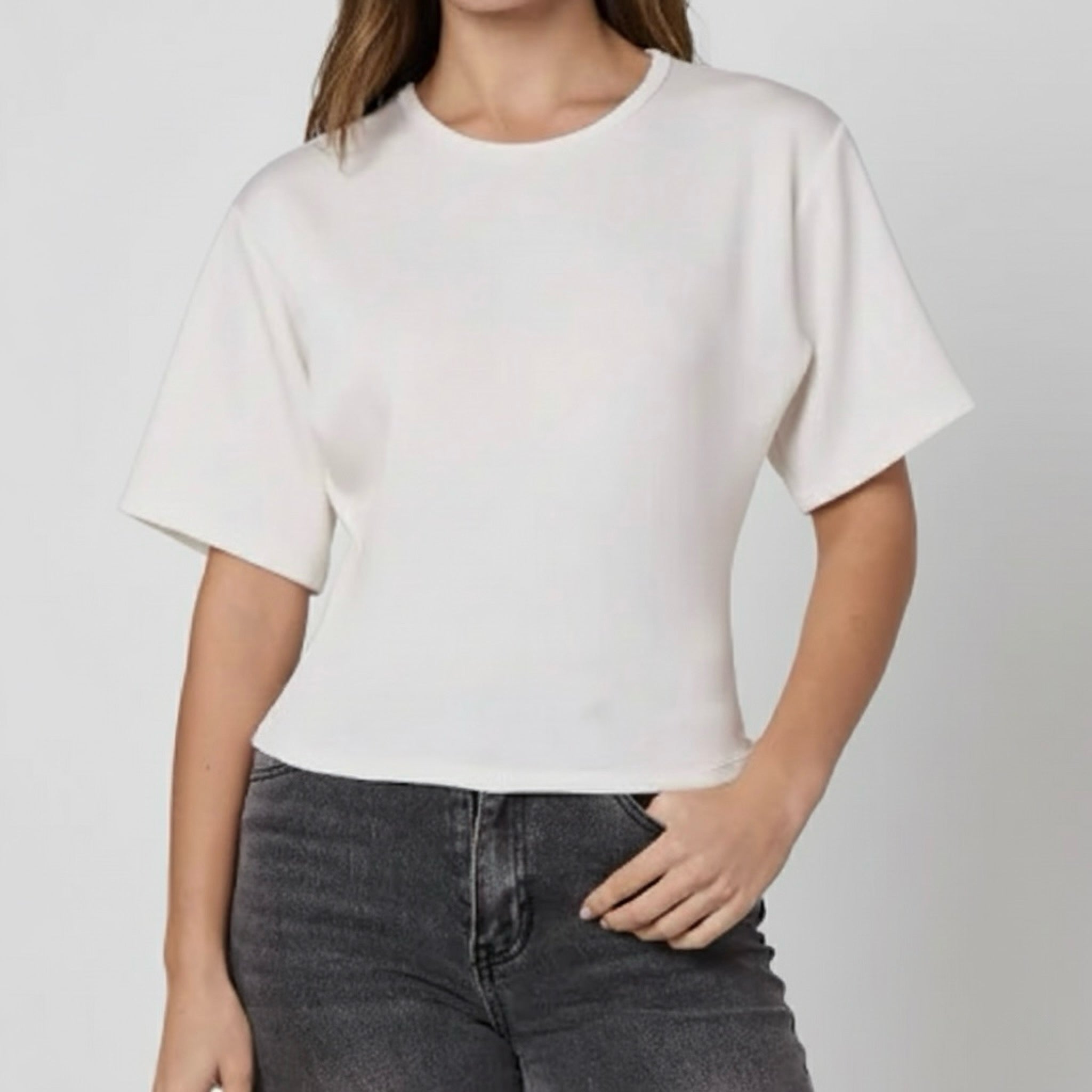 White Cinched Waist T-Shirt