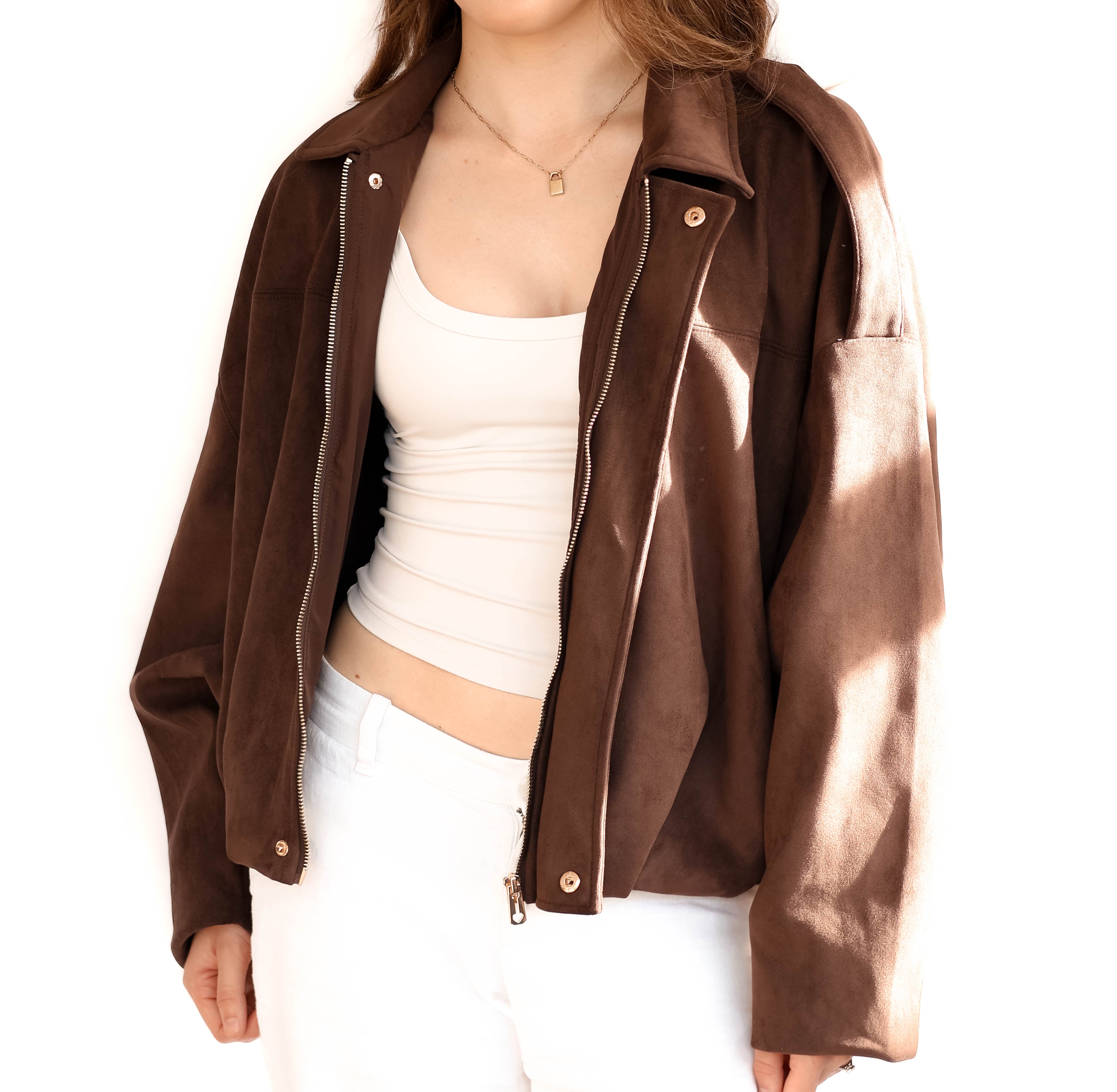 Brown Suedette Oversized Puffball Jacket