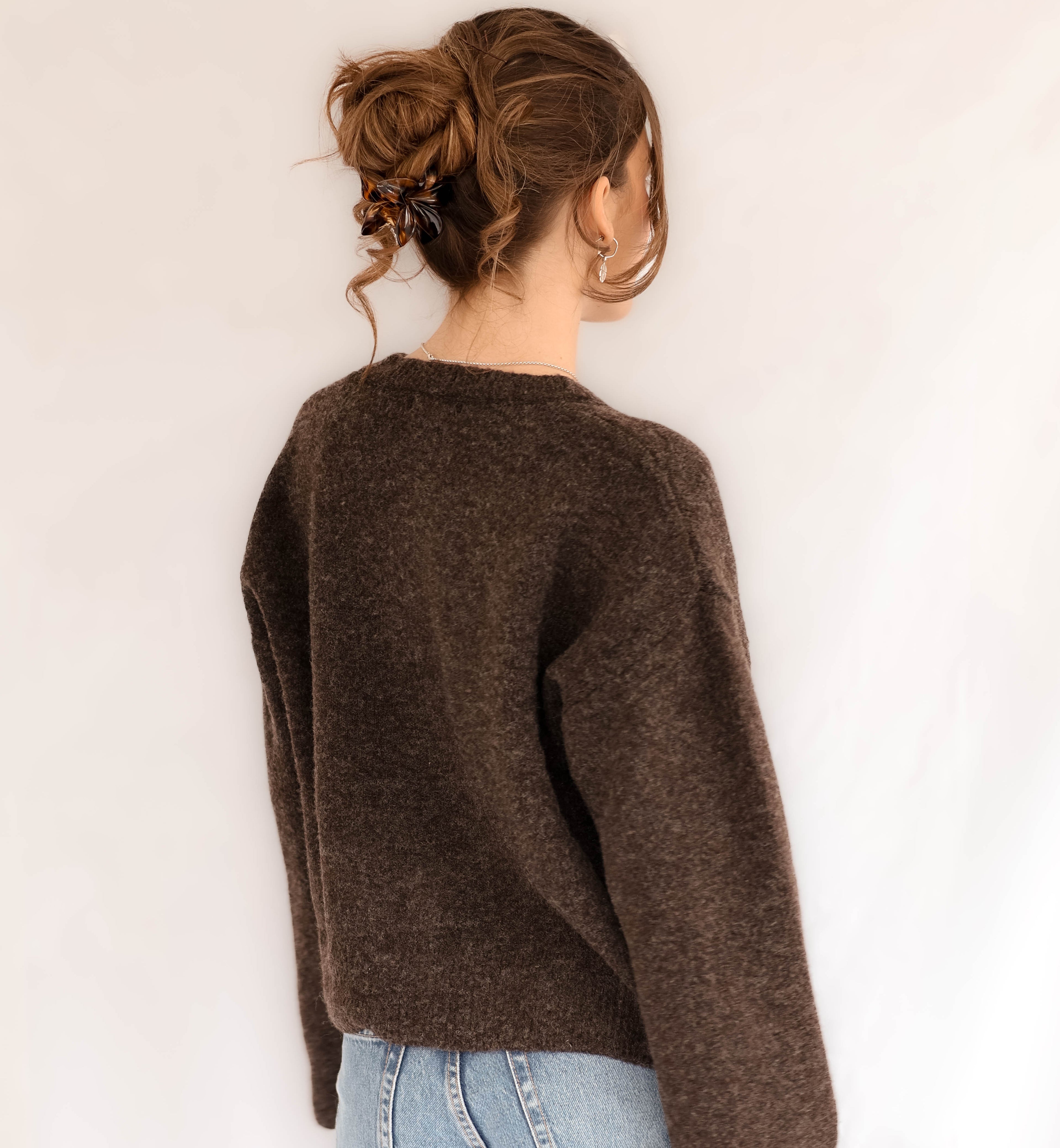 Brown Oversized Button Up Knit Cardigan