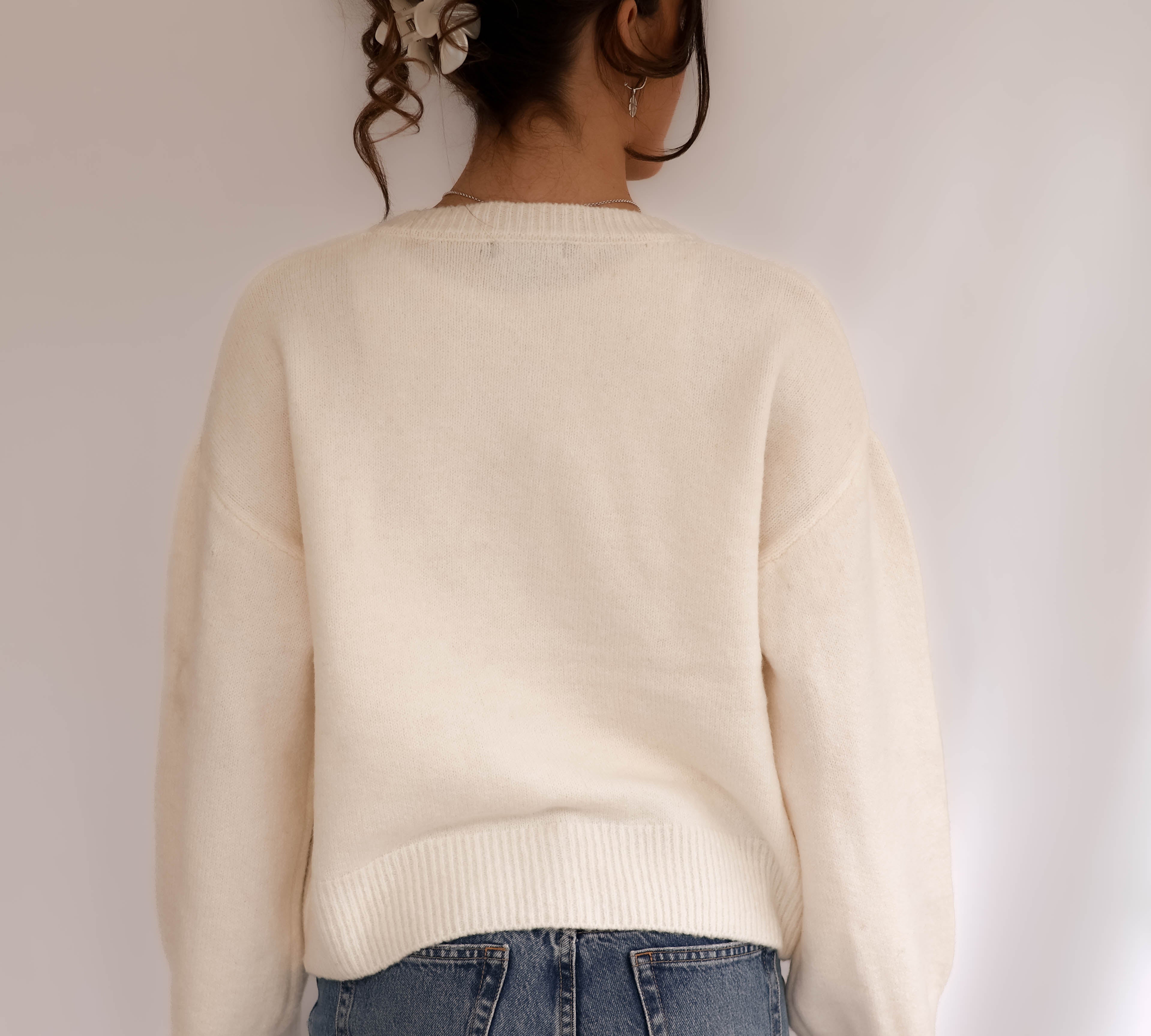 Ivory Oversized Button Up Knit Cardigan