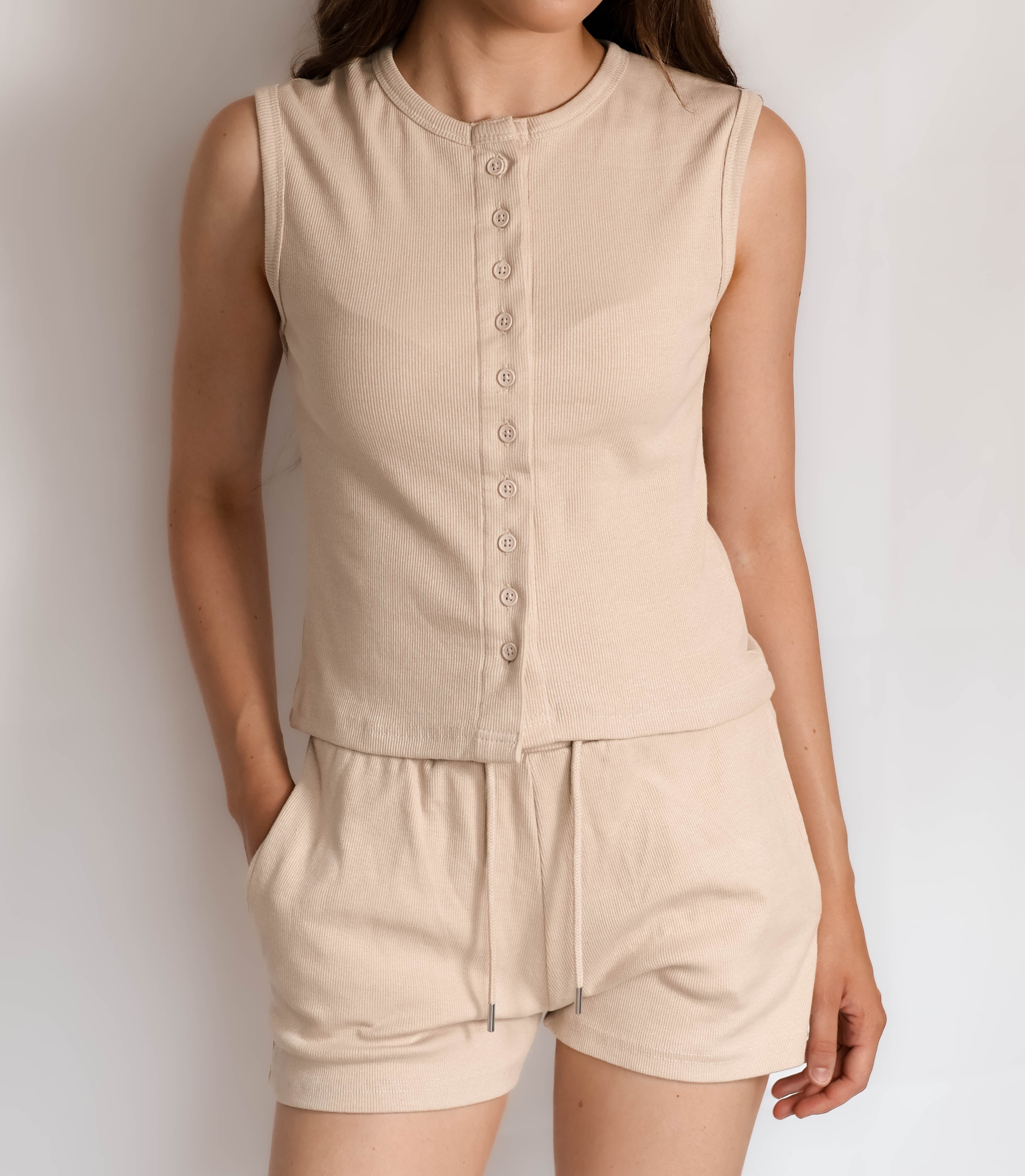Ribbed Top And Shorts Co-ord