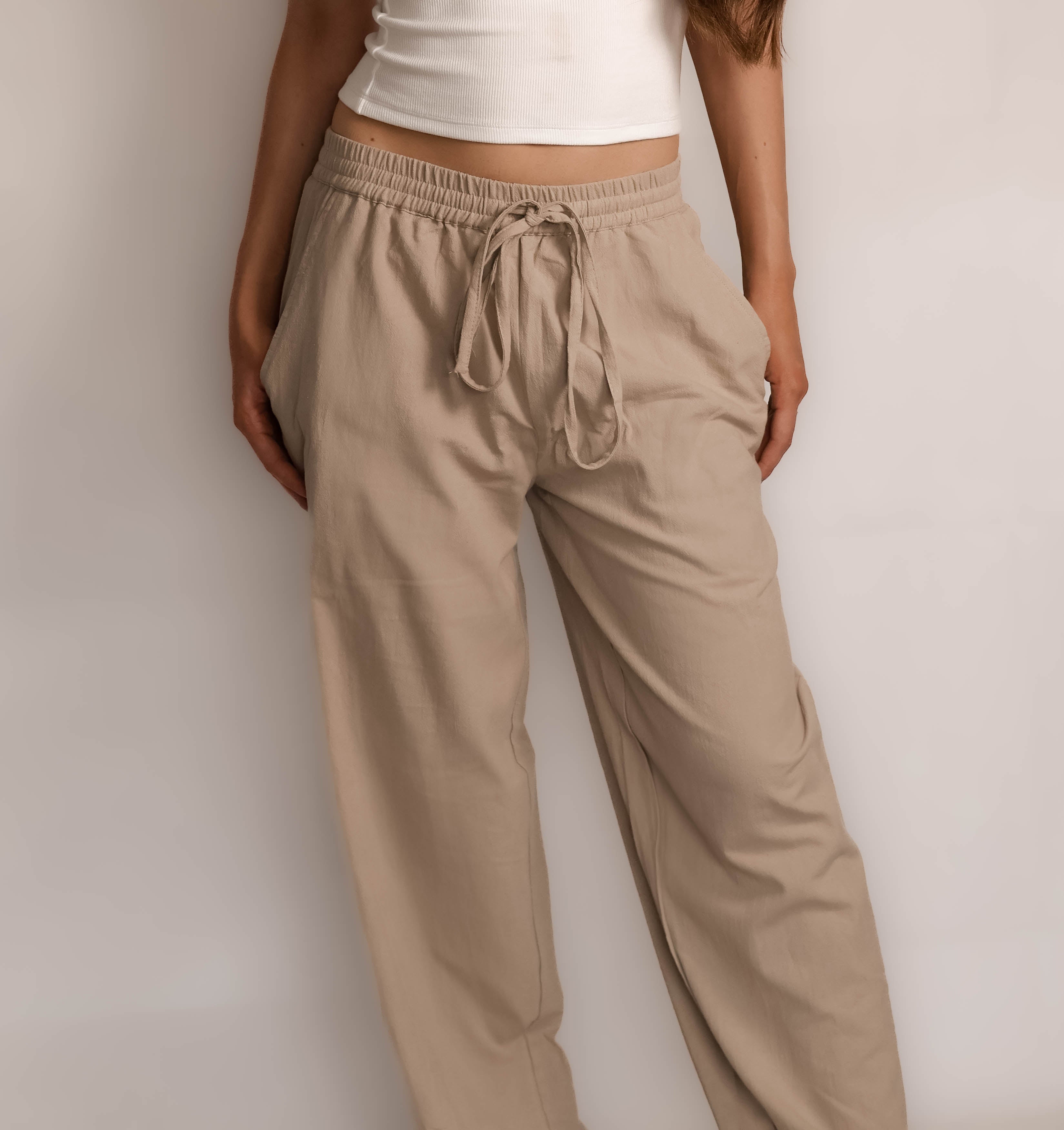 Relaxed Fit Linen Texture Trousers